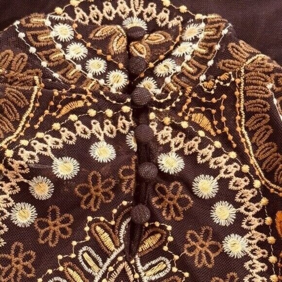 JOHNNY WAS Loving Is Easy Mesh Tee Embroidered Bohemian Boho Fall Size M NEW - Picture 11 of 13